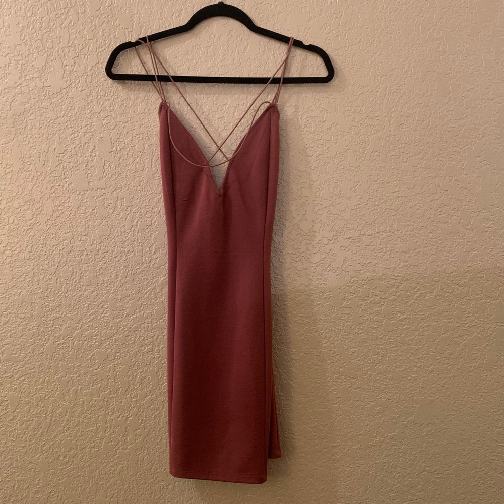Mauve pink mini dress with straps